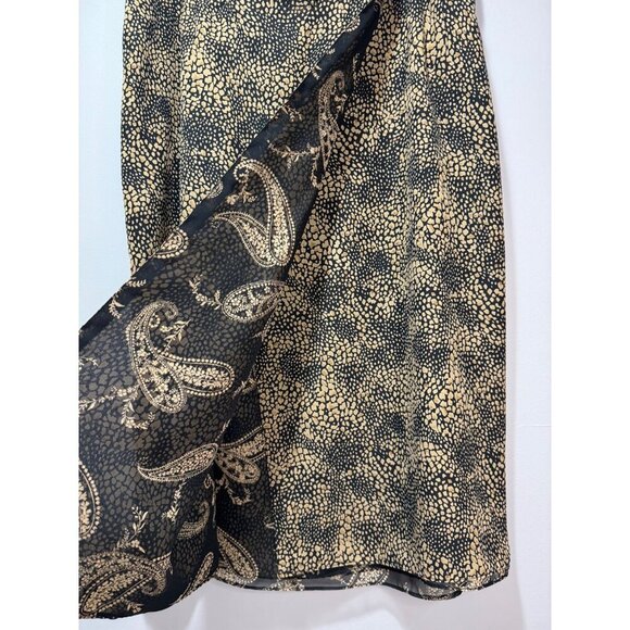 Vintage 90's Y2K Reversible Wrap Midi Skirt With Paisley & Abstract Print Black - Picture 1 of 6